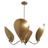 4 Light Curved Disk Shades Handmade Mid Century Modern Brass Sputnik Chandelier