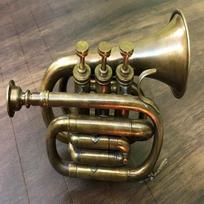 Antikvarinis trimitas Antique Pocket Horn College Horn 3 vožtuvų kandiklis Karinio jūrų laivyno trimitas