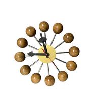 Mid Century Modern George Nelson Ball Wall Clock Replica - Colorful/Black Brass & Wood - 1950s Style Home Decor - Unisex Gift