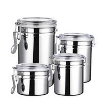4Pcs Stainless Steel Airtight Canister Set Food Storage Jar Moisture-proof