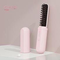 Wireless Dual-Purpose Hair Straightener & Curler - Long-Lasting, Damage-Free Styling for Women Sakura Pink