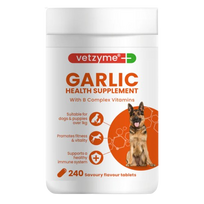 VETZYME vitaminų papildas šunims su česnaku N240