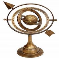 Armiliarinė sfera su saulės laikrodžio rodykle 26,67 cm Jūrinis Astroliabija Graviruotas Gaublys brown