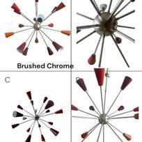 Colorful 16-Arm Italian Mid-Century Stilnovo Style Sputnik Big Chandelier | Brass Hanging Pendant Lighting For Living Room, Dining room