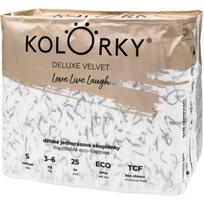 Kolorky Deluxe Velvet Love Live Laugh vienkartinės ekologiškos sauskelnės S dydis 3-6 Kg 25 vnt.