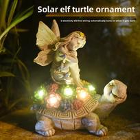Lauko saulės sukulentų vėžlio angelo ornamento dervos šviesa lauko kraštovaizdžio sodo kiemo dekoravimo šviesa Solar Succulent Turtle Angel Ornament