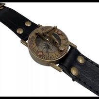 Jūrinis Steampunk Saulės Laikrodis Kompasas Apyrankinis Laikrodis Antikvarinis Navigacijos Odinis Apyrankė, Juodas