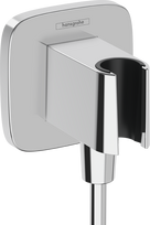 Sieninė jungtis dušo žarnai su laikikliu Hansgrohe FixFit Q, chromas 26887000