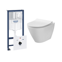 Komplektas: rėmas Grohe Rapid SL 5in1 ir unitazas Cersanit CITY OVAL su soft close dangčiu