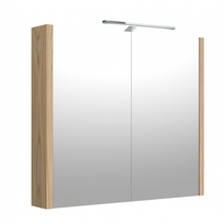 Veidrodinė spintelė su apšvietimu LED, IP44, šviesus ąžuolas, 80 cm