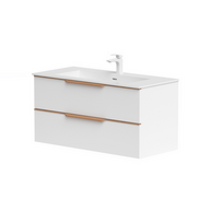 Apatinė spintelė Kame AMBER 100 cm, balta matinė/ąžuolas BU/10-3DR/D02-AMB