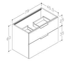 Apatinė spintelė praustuvui Kame BIG 80cm, tabako ąžuolas BU/8-3DR/19-BIG