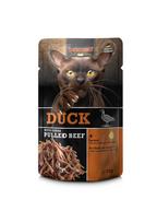 Leonardo Duck extra pull Beef katėms su antimi ir troškinta jautiena 70 g