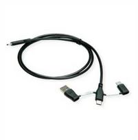 USB kabelis Roline USB-A + USB-C - USB-C 1 m juodas (11.02.8349)