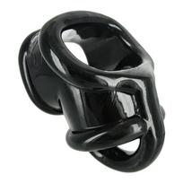 XR Brands Annex TPR Chastity Cage System with Anatomical Divider, Black