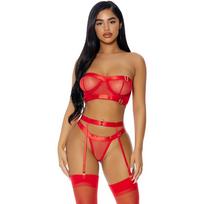 Forplay Leg Avenue Good As Gold Mesh Lingerie Set L - 3-Piece Gold Detail Design