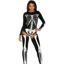 Fiore Hosiery Leg Avenue Bad to the Bone Skeleton Bodysuit Costume L/XL