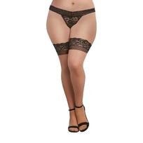 Dreamgirl Dreamgirl Cuban Heel Thigh Highs Black - Elegant Back Seam Stockings