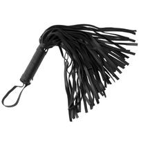 XR Brands Pleather Pleasure Mini Flogger Black PU Leather Compact 34cm