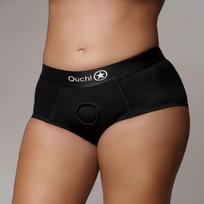 Ouch! by Shots Satisfyer Vibrating Strap-On Brief XL/XXL - Black, 10-Speed Bullet, Adjustable Fit