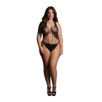 Le Désir by Shots Obsessive Strappy Lace Teddy Plus Size - Elegant Stretch Bodysuit XXL-5XL