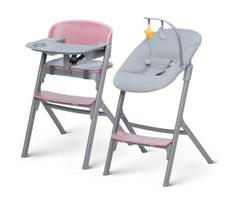 KINDERKRAFT SELECT-Vaikiška valgomojo kėdė LIVY Premium Aster rausva + gultas CALMEE