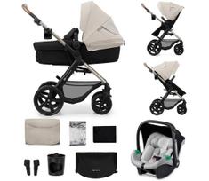 KINDERKRAFT-Kombinuotas vežimėlis 3in1 MOOV 2 Moonlight pilka + automobilio sėdynė MINK PRO