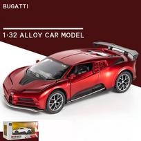 1/32 Scale Bugatti Centodieci 110-ojo jubiliejaus leidimo Diecast automobilio modelio žaislas, traukiama atgal žaislinė transporto priemonė su garsu ir šviesa vaikams, mažiems vaikams kolekcija 1/32-15.5x6.5x4cm raudona