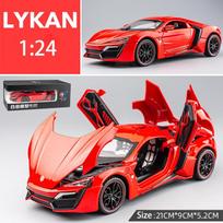 1/24 mastelio Lykan Hypersport Supercar modelio automobilis, cinko lydinio, ištraukiamas atgal Žaislinis automobilis su garsu ir šviesa vaikams, berniukui, mergaitei 1/24-21x9.5x5.5cm raudona