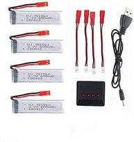 4 vnt. įkraunama lipo baterija (3,7 V 600 mAh), skirta RC kvadrikopteriams UDI U817 U817C U817A U818A WLtoys V959 V969 V979 V989 V999 V929 V949 V212 V222 RC + įkroviklis