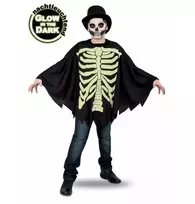 Tamsoje šviečianti skraistė Skeletas 128/140 cm