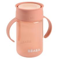 Neišsiliejantis mokomasis puodelis Beaba, rožinis, 360 ml, 12m+