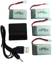4 vienetai įkraunama Lipo baterija (3.7v, 850 mAh Lipo), skirta Syma X5SC X5SW Rc Quadricopter Drones + įkroviklis
