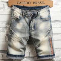Vyriški džinsiniai šortai su tiesiu užtrauktuku Vyriški vasariniai laisvalaikio kelnės trumpi džinsai Madinga mada Baggy Jorts gatvės apranga 28 mėlyna