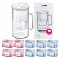 Aquaphor Glass 2,5 l stiklinis filtravimo ąsotis + 10 Maxfor filtrų (4Mg+6)