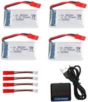 4 dalių įkraunama lipo baterija (3,7 V 750 mAh), skirta MJX X300C X400 X800 RC kvadrikopteriams + įkroviklis