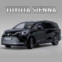1:24 mastelio Toyota Sienna MPV lydinio automobilio modelio liejiniai metaliniai žaislai komercinio automobilio modelio modeliavimo garso šviesos kolekcija, dovanos vaikams 1/24-21.5x10x7.5cm juoda