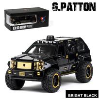 Metaliniai žaisliniai automobiliai, 1/24 G Patton visureigio modelio su garsu ir šviesa, dovanos 3 metų berniukams ir vyresniems 1/24-19.6x8.5x7.5cm juoda