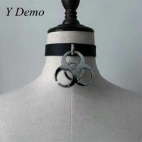 Punk Medical Waste Pendant Pu Leather Adjustable Choker Rock Casual Necklace sidabras