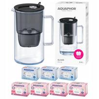 Aquaphor Glass 2,5 litro filtravimo ąsotis + 3 Maxfor + 4 Maxfor Mg+ kasetės, Juodas
