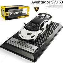 1/24 Scale Lambo Aventador SVJ63 Diecast automobilių modelio žaislas, ištraukiama žaislinė transporto priemonė su garsu ir šviesa vaikams, mažiems berniukams, mergaitėms, dovanų kolekcija 1/24-20.5x8.5x4.5cm balta