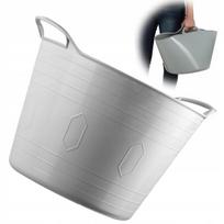 Plastikinis skalbinių krepšelis, universalus, 26L, kvadratinis, pilkas