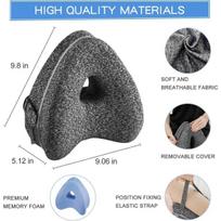 Kelių pagalvė, Ergonomiškas kelių pagalvėlis miegui, Memory Foam kelių pagalvėlė su dirželiu šoniniams pabėgiams, kojų atrama su nuimamu užvalkalu