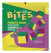 BITES "Probiotic Snack" užkandis su kefyru, mėlynėmis ir obuoliais 10 g.