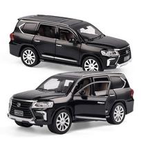 1/24 mastelio Lexus LX570 dyzelinis automobilio modelio žaislas, patraukiama atgal žaislinė transporto priemonė su garsu ir šviesa, skirta vaikams, mažiems berniukams, mergaitėms, dovanų kolekcija 1/24-20x8x7cm juoda