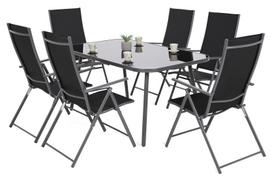 Lauko baldų komplektas Casablanca 145 cm, pilka/juoda