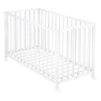 Vaikiška lovelė baltos spalvos ant ratukų 60x120 cm Fold up – Roba