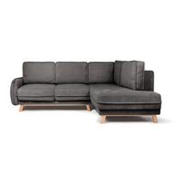 Iš kordinio velveto sulankstoma kampinė sofa pilkos spalvos (su dešiniuoju kampu) Tori – Bonami Selection