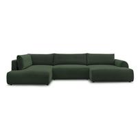 Tamsiai žalios spalvos sulankstoma/su sandėliavimo vieta kampinė sofa iš kordinio velveto (su kairiuoju kampu/„U“ formos) Lucien – Bobochic Paris
