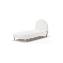 Viengulė audiniu dengta lova baltos spalvos su lovos grotelėmis 90x200 cm MOON – Vipack